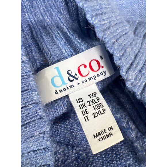 Denim and Co Petite Cable Detail Long Sleeve Tunic Sweater Fresh Blue Womens 1X - Picture 3 of 6